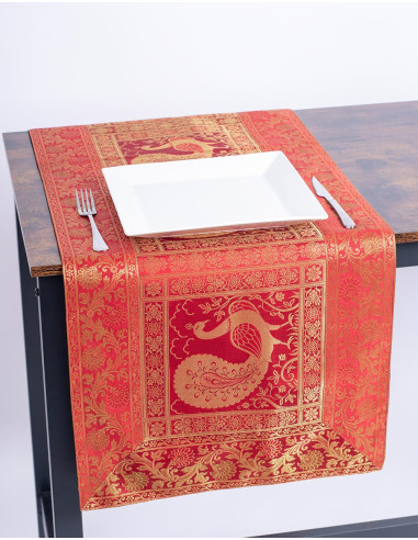 RMT50014B - Chemin de table Paon Rouge