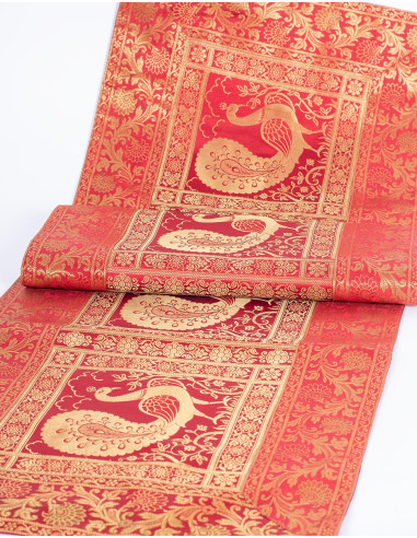 RMT50014B - Chemin de table Paon Rouge