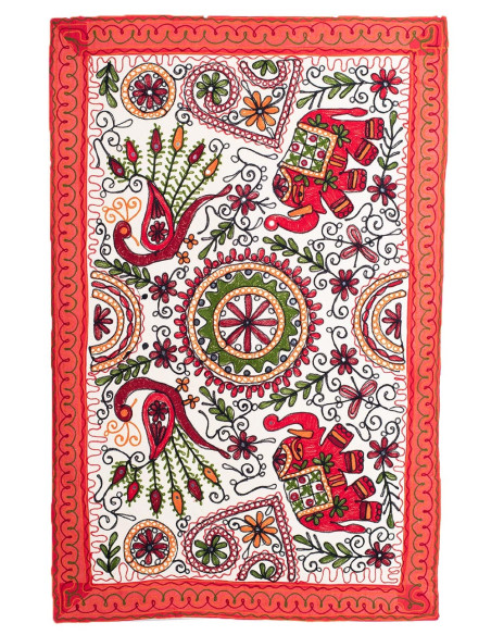RTZ0302 – Rechteckiger bestickter Wandteppich mit Tieren