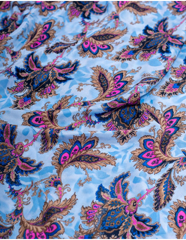 KM2027D - Long light blue silk dress with...