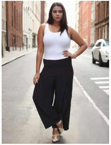 PAP1012 - Pantalón recto talla grande 100% rayón con pinzas 2