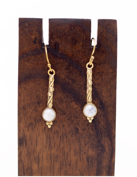 SPE0067 - Pendientes dorados con piedra mineral artesanal | Kimago
