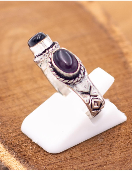SAN0130 - Kimago Open Handmade Silver Ring with Natural Stones