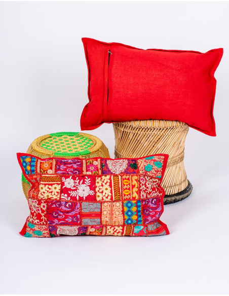 RCJ10014 - Indian Handmade Patchwork Cushion Cover 60x40 Kimago