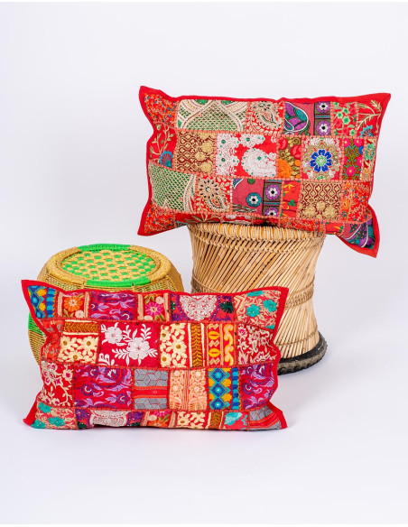 RCJ10014 - Fodera per cuscino patchwork indiana fatta a mano 60x40 Kimago