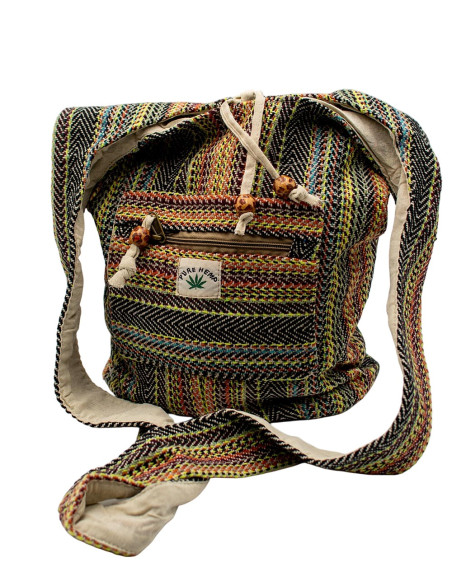 BBA2001 - Borsa a tracolla grande Kimago in canapa, stile etnico indiano