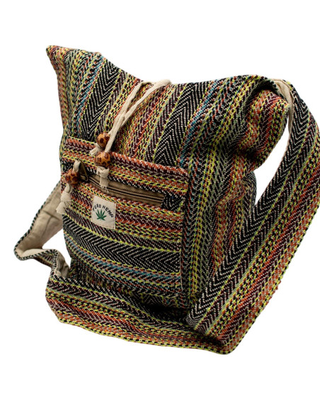BBA2001 - Bolsa de Ombro Grande Kimago em Cânhamo, Estilo Étnico Indiano