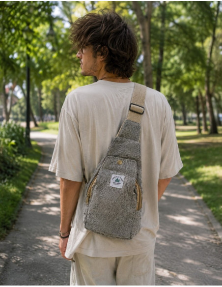 BMH00272 - Zaino triangolare unisex in canapa fatto a mano India Kimago