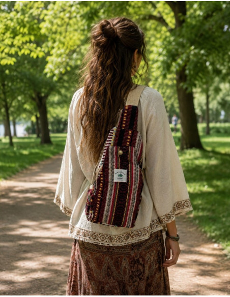 BMH0005 - India Kimago Unisex-Rucksack aus mehrfarbigem Hanf, dreieckig