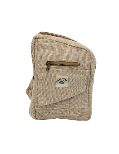 BMH0031 - Mochila assimétrica unissex de cânhamo natural India Kimago