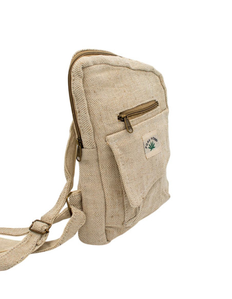 BMH0031 - Sac à dos asymétrique unisexe en chanvre naturel Kimago (Inde)