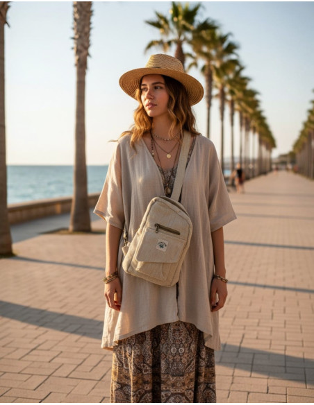 BMH0031 - India Kimago unisex natural hemp asymmetric backpack