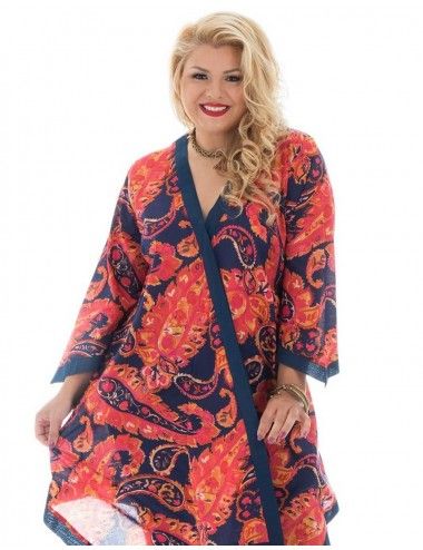 Túnica-mulher-mais-tamanho-desigual-espigões-com-mangas 2