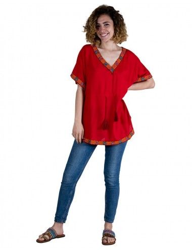 t-shirt-poncho-été-femme-hippie-bleu 2